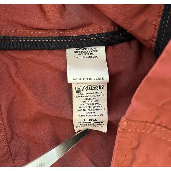 LL Bean Signature Waxed Utility Field Jacket Womens L Rust Red Orange Pockets - Picture 6 of 9